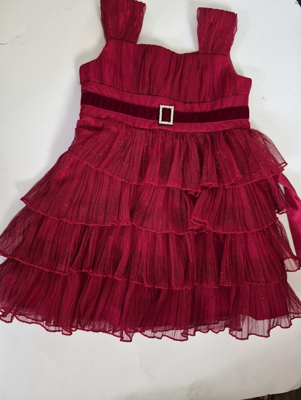 Jona Michelle Red Layered Girls Fancy 3 T Dress